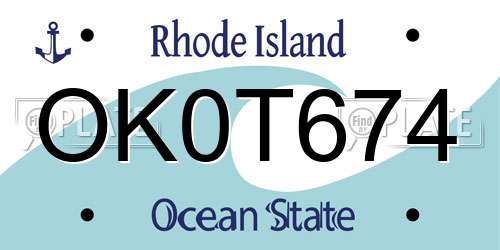 OK0T674 Rhode Island License Plate