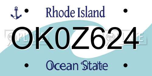 OK0Z624 Rhode Island License Plate