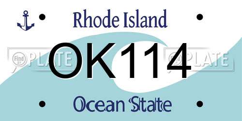 OK114 Rhode Island License Plate