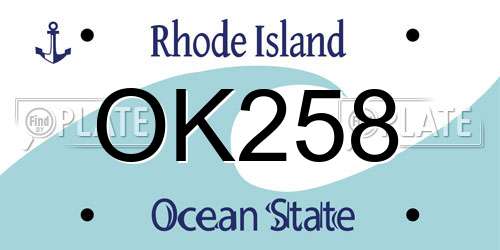 OK258 Rhode Island License Plate