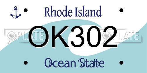 OK302 Rhode Island License Plate