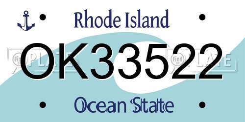 OK33522 Rhode Island License Plate