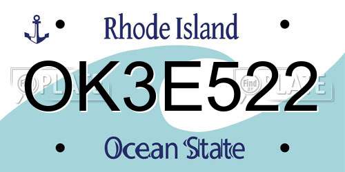 OK3E522 Rhode Island License Plate