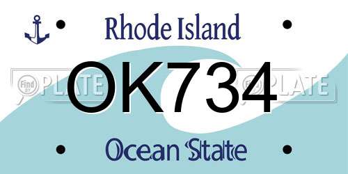 OK734 Rhode Island License Plate
