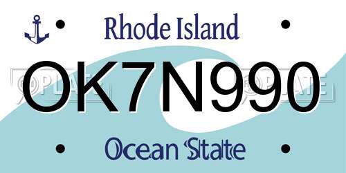 OK7N990 Rhode Island License Plate
