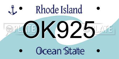 OK925 Rhode Island License Plate