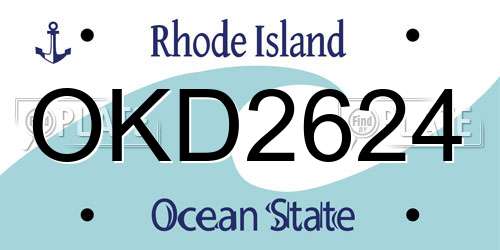 OKD2624 Rhode Island License Plate