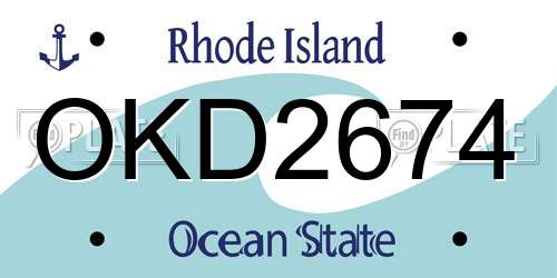 OKD2674 Rhode Island License Plate