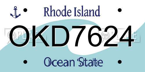 OKD7624 Rhode Island License Plate