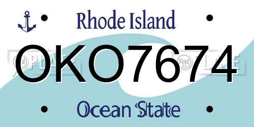 OKO7674 Rhode Island License Plate