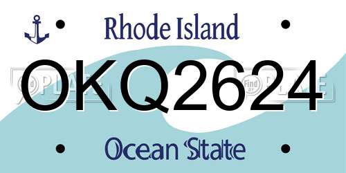 OKQ2624 Rhode Island License Plate