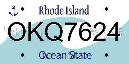 OKQ7624 Rhode Island License Plate