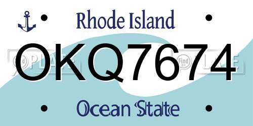 OKQ7674 Rhode Island License Plate