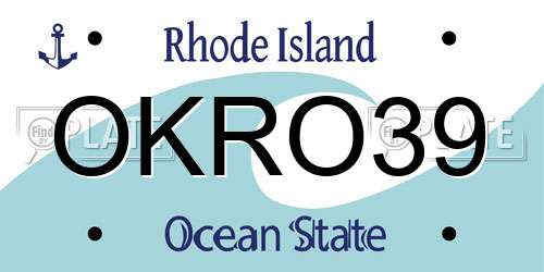 OKRO39 Rhode Island License Plate