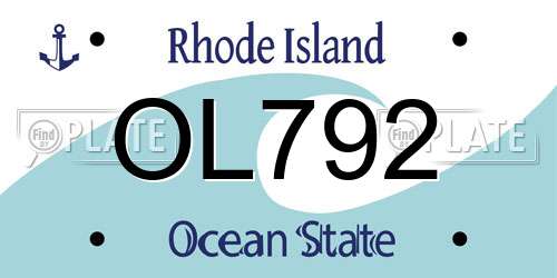 OL792 Rhode Island License Plate