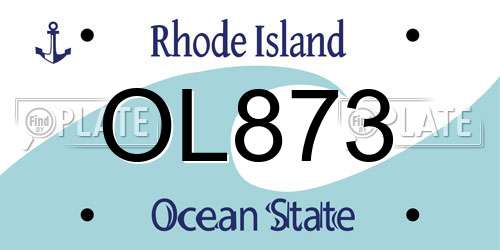 OL873 Rhode Island License Plate