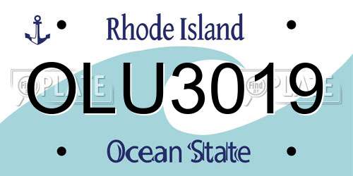 OLU3019 Rhode Island License Plate