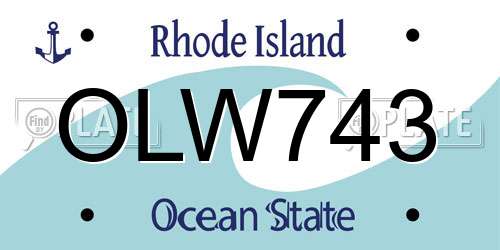 OLW743 Rhode Island License Plate