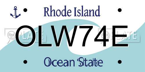 OLW74E Rhode Island License Plate