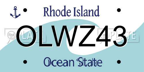 OLWZ43 Rhode Island License Plate