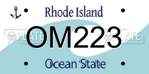 OM223 Rhode Island License Plate