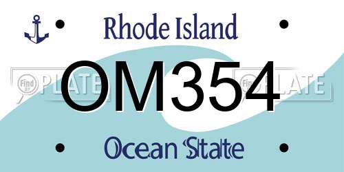 OM354 Rhode Island License Plate
