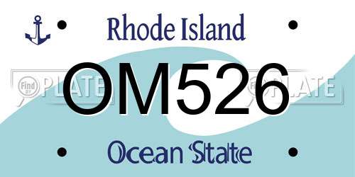 OM526 Rhode Island License Plate