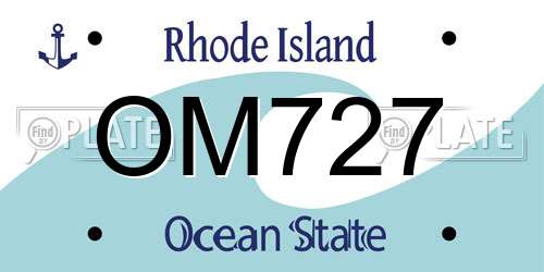 OM727 Rhode Island License Plate