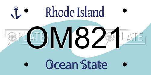 OM821 Rhode Island License Plate