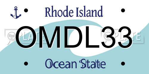 OMDL33 Rhode Island License Plate