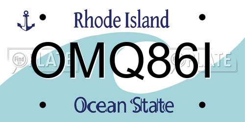 OMQ86I Rhode Island License Plate