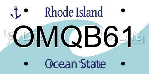 OMQB61 Rhode Island License Plate