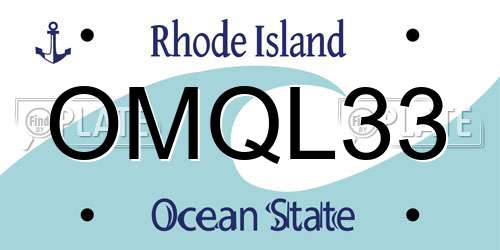 OMQL33 Rhode Island License Plate