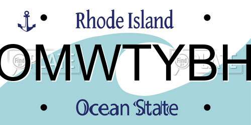 OMWTYBH Rhode Island License Plate