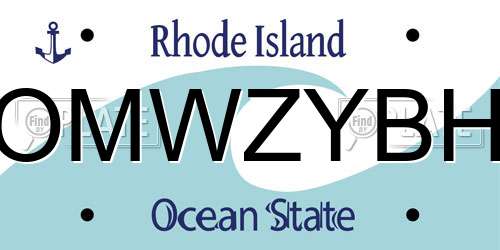 OMWZYBH Rhode Island License Plate