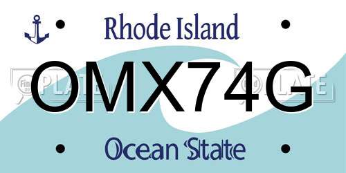OMX74G Rhode Island License Plate