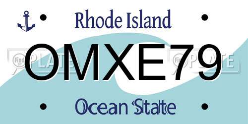 OMXE79 Rhode Island License Plate