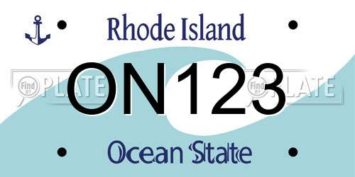ON123 Rhode Island License Plate
