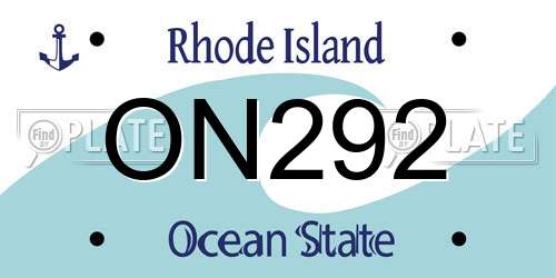 ON292 Rhode Island License Plate