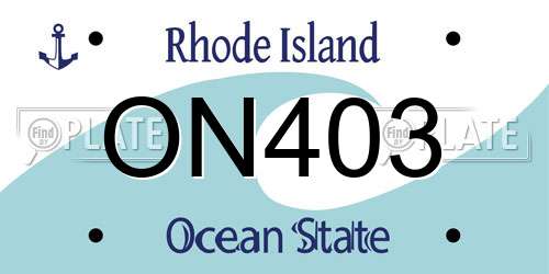 ON403 Rhode Island License Plate