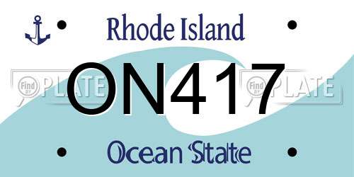 ON417 Rhode Island License Plate