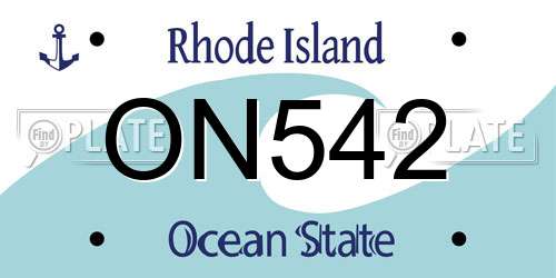ON542 Rhode Island License Plate