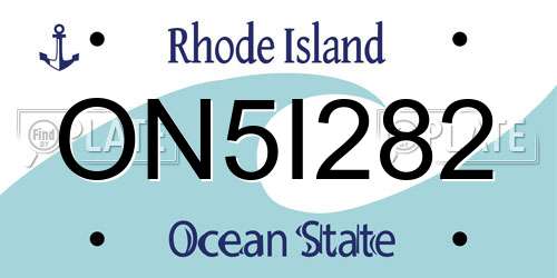 ON5I282 Rhode Island License Plate