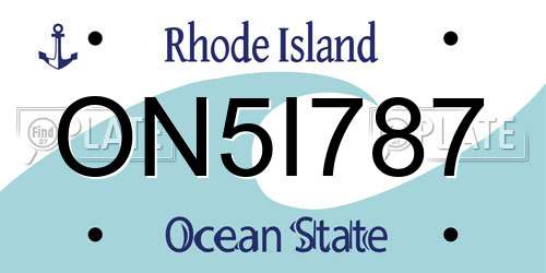 ON5I787 Rhode Island License Plate