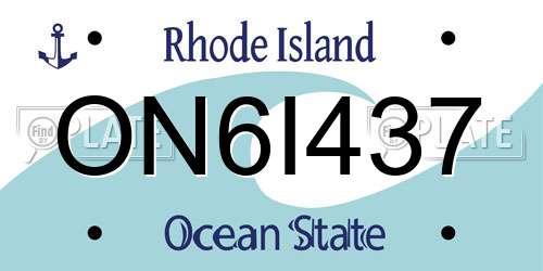ON6I437 Rhode Island License Plate
