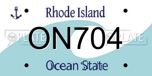 ON704 Rhode Island License Plate