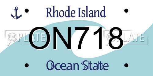 ON718 Rhode Island License Plate