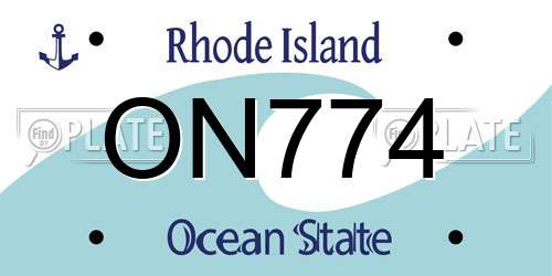 ON774 Rhode Island License Plate