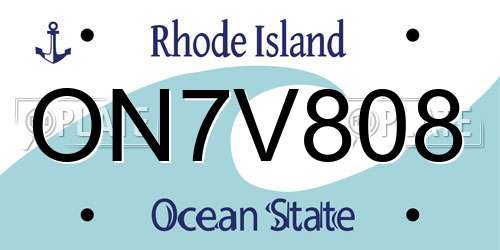 ON7V808 Rhode Island License Plate