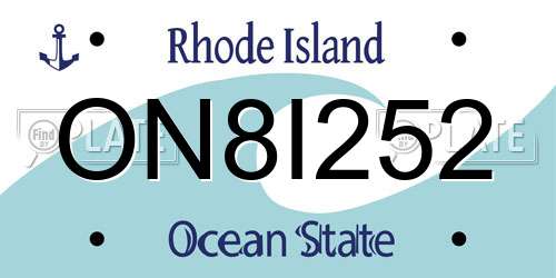 ON8I252 Rhode Island License Plate